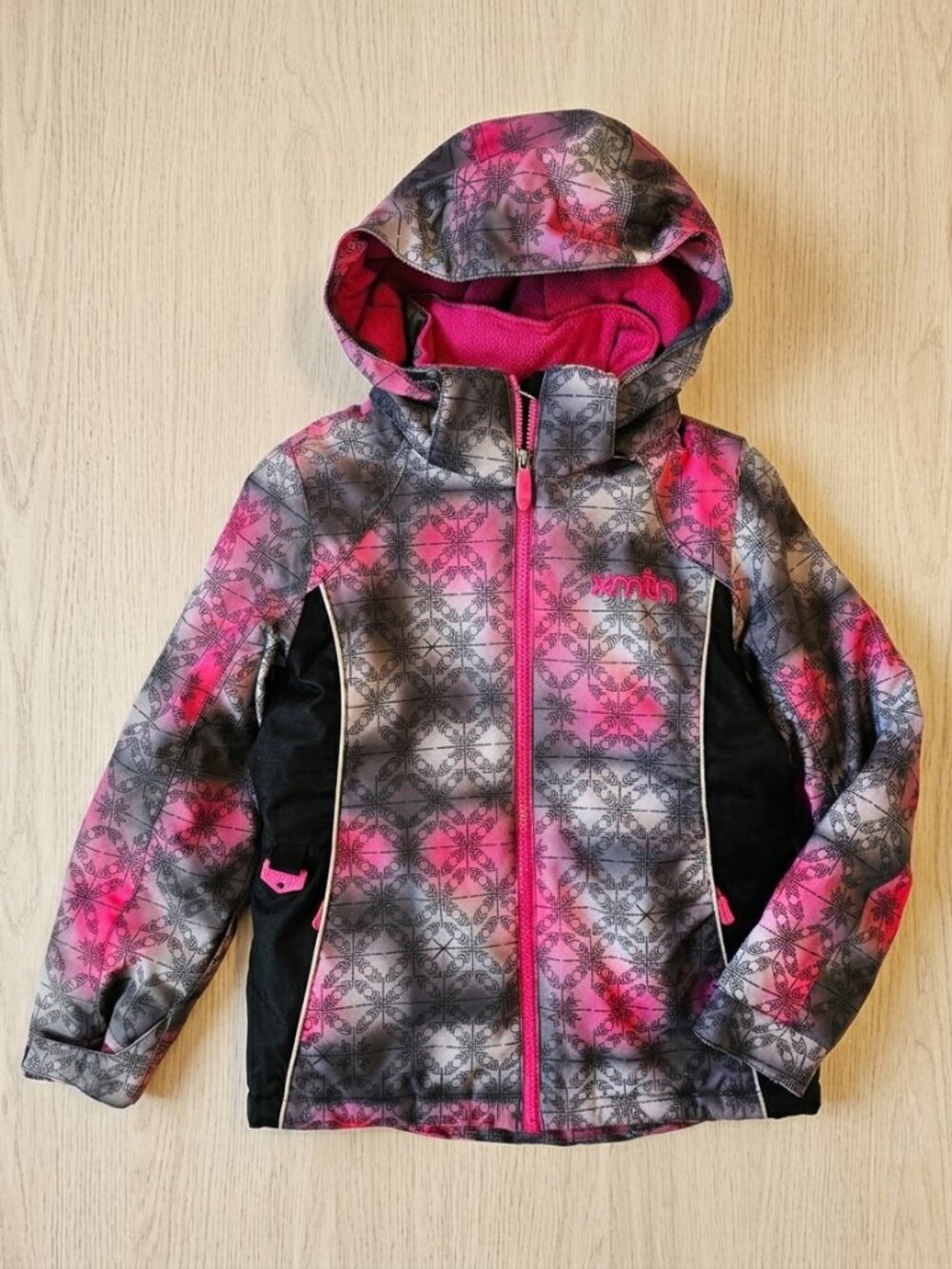 Xmtn Girls Winter Jacket Geometric Pink Gray Black Ski Snowboard Size S 7-8Y